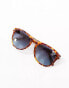 Quay slicked back round sunglasses in honey tort with blue polarised lens