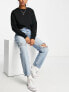 ONLY Robyn distressed straight leg jeans in light blue wash