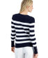 Фото #2 товара Women's Striped Button-Cuff Crewneck Sweater