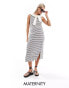 Mamalicious Maternity fine knit midi skirt co-ord in mono stripe