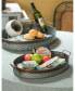 Фото #2 товара Galvanized Metal Oval Rustic Serving Tray with Handles