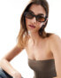 Фото #3 товара ASOS DESIGN bevel oval sunglasses in black with brown lens