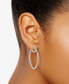 ფოტო #2 პროდუქტის Platinum Over Sterling Silver Earrings, Crystal Inside Out Teardrop Hoop Earrings