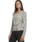 ფოტო #3 პროდუქტის Women's Geometric-Print Ruched Square-Neck Top