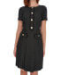 ფოტო #3 პროდუქტის Petite Round-Neck Short-Sleeve Fringe-Trim Dress