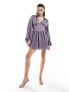 ASOS DESIGN cowl back satin mini shirt dress with corset waist in lilac