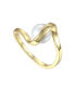 14k Gold Plated Sterling Silver with Freshwater Pearl Double Weave Band Ring