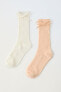 Pack of two pairs of long socks with bow