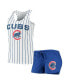 ფოტო #1 პროდუქტის Women's Royal, White Chicago Cubs Vigor Racerback Tank Top and Shorts Sleep Set