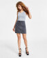 Women's Studded Zip-Front Denim Miniskirt, Created for Macy's