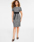 ფოტო #1 პროდუქტის Women's Tweed Belted Sheath Dress