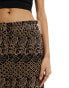 YAS broderie wide leg trouser co-ord in black and deep beige - MULTI Разноцветный, XS - фото #5