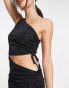 & Other Stories – One-Shoulder-Midikleid in Schwarz mit seitlichem Cut-out