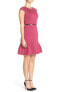 Adrianna Papell Belted Ponte Fit And Flare Magenta Back Zip Closure Dress Size 6