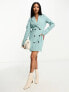 In The Style tailored double breasted blazer dress in turquoise