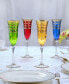 Фото #6 товара Multicolor Champagne Flutes with Gold-Tone Rings, Set of 4