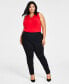Фото #7 товара Plus Size Skinny Pull-On Ponte Pants, Created for Macy's