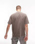 Topman relaxed short sleeve sweatshirt in washed brown - BROWN