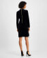 Фото #2 товара Petite Mock-Neck Long-Sleeve Velvet Bodycon Dress