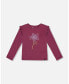 Фото #1 товара Toddler Girls Organic Cotton T-Shirt With Frill Burgundy - Toddler|Child