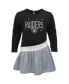 ფოტო #2 პროდუქტის Girls Infant Black, Silver Las Vegas Raiders Heart to Heart Jersey Tri-Blend Dress