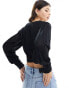 Фото #4 товара Pimkie cropped pleat detail wrap front top in black