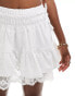 Reclaimed Vintage western cowgirl mini skirt with lace hem in white