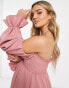 Фото #3 товара ASOS DESIGN Maternity shirred bardot blouson midi dress in soft pink