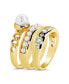 ფოტო #3 პროდუქტის Cubic Zirconia Genuine Shell Pearl Kimber Stacking 3 Piece Ring Set