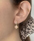 ფოტო #3 პროდუქტის 14K Gold Plated Floral Dangle Hoops Pink Imitation Mother of Pearl Earrings