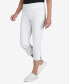 ფოტო #3 პროდუქტის Plus Size Essentials Solid Pull-On Capri Pants with Detailed Split Hem