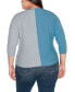 ფოტო #2 პროდუქტის Plus Size Colorblock 3/4-Sleeve Dolman Sweater