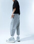 ASOS DESIGN wide awkward length nylon trouser with toggle detail in silver