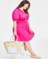 Фото #2 товара Trendy Plus Size Puff-Sleeve Smocked Dress, Created for Macy's