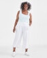 Фото #1 товара Plus Size Linen Drawstring Capri Pants, Created for Macy's