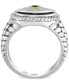 ფოტო #3 პროდუქტის EFFY® Men's Multi-Gemstone & Diamond (1/10 ct. t.w.) Evil Eye Ring in Sterling Silver & 14k Gold