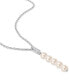 ფოტო #3 პროდუქტის Cultured Freshwater Pearl (5-1/2 - 6mm) & White Topaz (1/5 ct. t.w.) Linear 18" Pendant Necklace in Sterling Silver