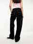 Bershka contrast stitch cargo jeans in black