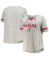 ფოტო #1 პროდუქტის Women's Heathered Gray Alabama Crimson Tide Plus Size Lace-Up V-Neck T-shirt