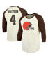 Фото #1 товара Men's Threads Deshaun Watson Cream, Brown Cleveland Browns Name & Number Raglan 3/4 Sleeve T-shirt