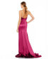 ფოტო #2 პროდუქტის Women's Charmeuse Rhinestone Strap Trumpet Gown