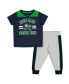 Infant Boys and Girls Navy, Heather Gray Notre Dame Fighting Irish Ka-Boot-It Jersey and Pants Set