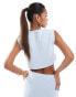 Aria Cove ribbed knit cropped waistcoat co-ord in baby blue