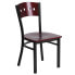 Фото #4 товара Hercules Series Black 4 Square Back Metal Restaurant Chair - Mahogany Wood Back & Seat