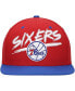 Men's Red, Royal Philadelphia 76ers Hardwood Classics Soul Transcript Snapback Hat