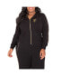 ფოტო #1 პროდუქტის Women's Plus Size Curvy Fit French Terry Gold Zip Wrap Tie Hoodie