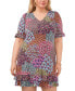 Фото #3 товара Plus Size Printed Ruffled-Hem Jersey Shift Dress