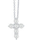 ფოტო #1 პროდუქტის Diamond Cross Pendant Necklace (3/4 ct. t.w.) in 14k White Gold, 16" + 2" Extender