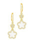 Gold Cubic Zirconia White Clover Earrings