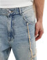 Фото #5 товара Bershka baggy jeans with frayed seams in blue